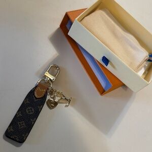 Monogram Keychain with Gold and Black Accents